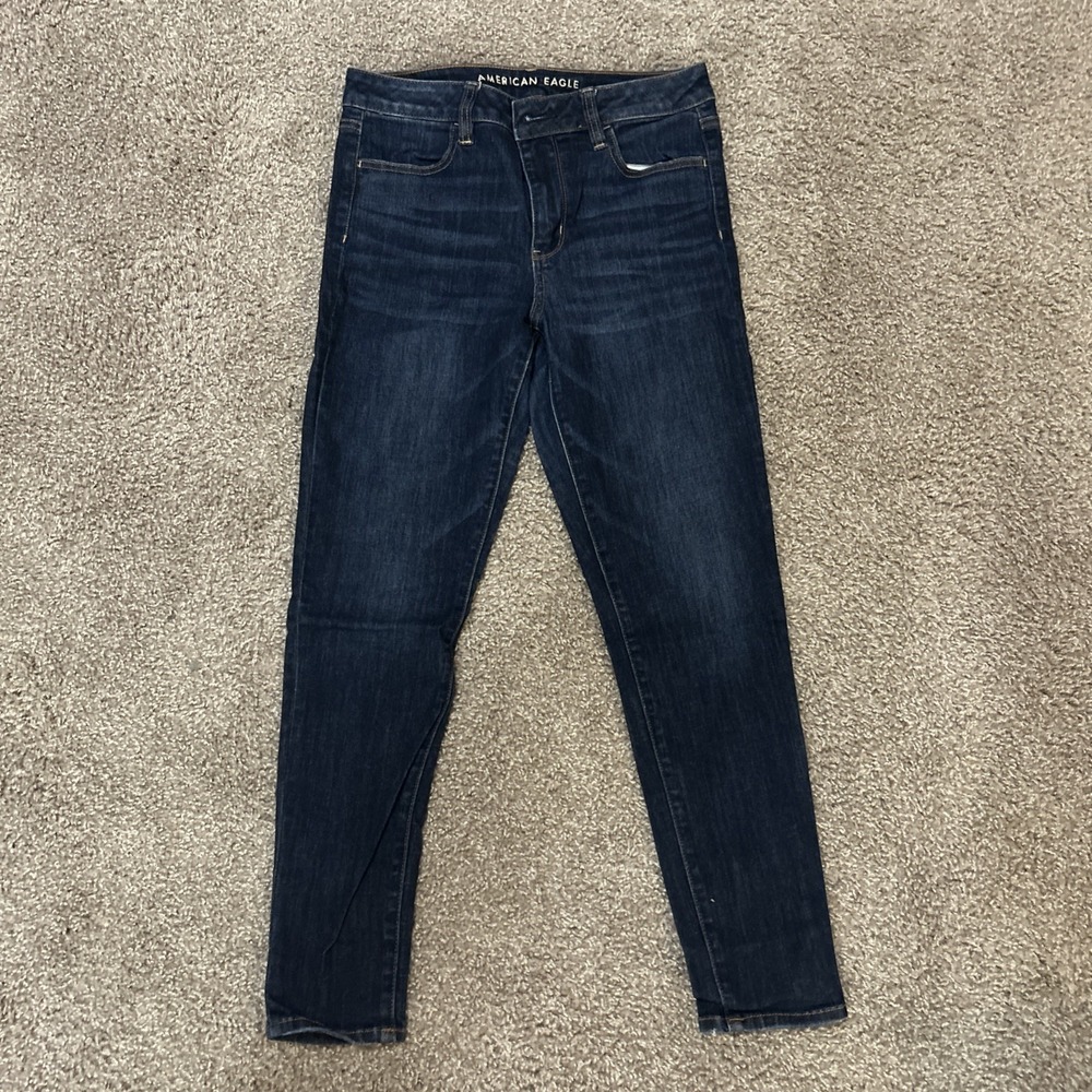 American Eagle Curvy High Rise Jegging Jeans Next Level Stretch Size 10 Dark